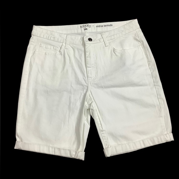 Women's Lee 14 Large Bermuda Skimmer Shorts White Jeans Rolled Hem Mid Rise NWOT - Picture 2 of 7